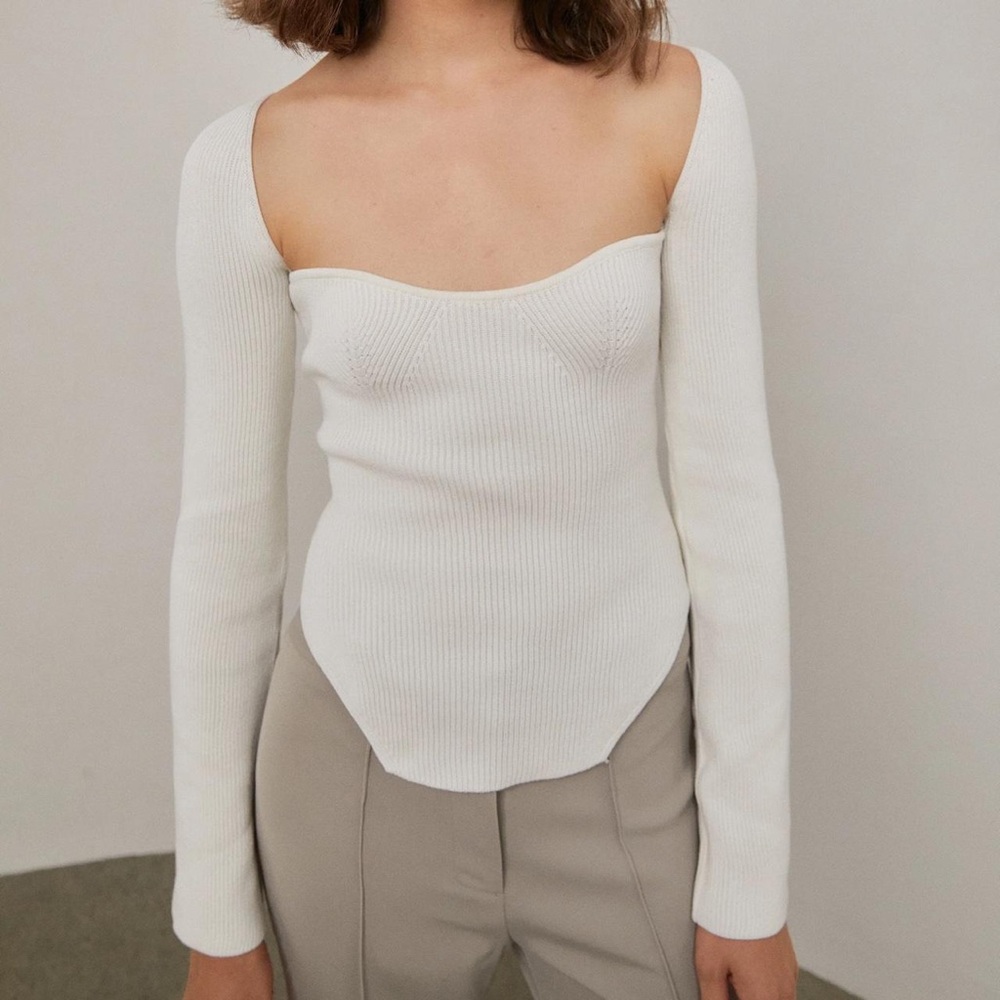 Commense White Ribbed Knit Top - Picture 4 of 6